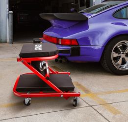 New 36" 2 in 1 Foldable Rolling Mechanic Creeper Seat Work Stool Red auto shop garage