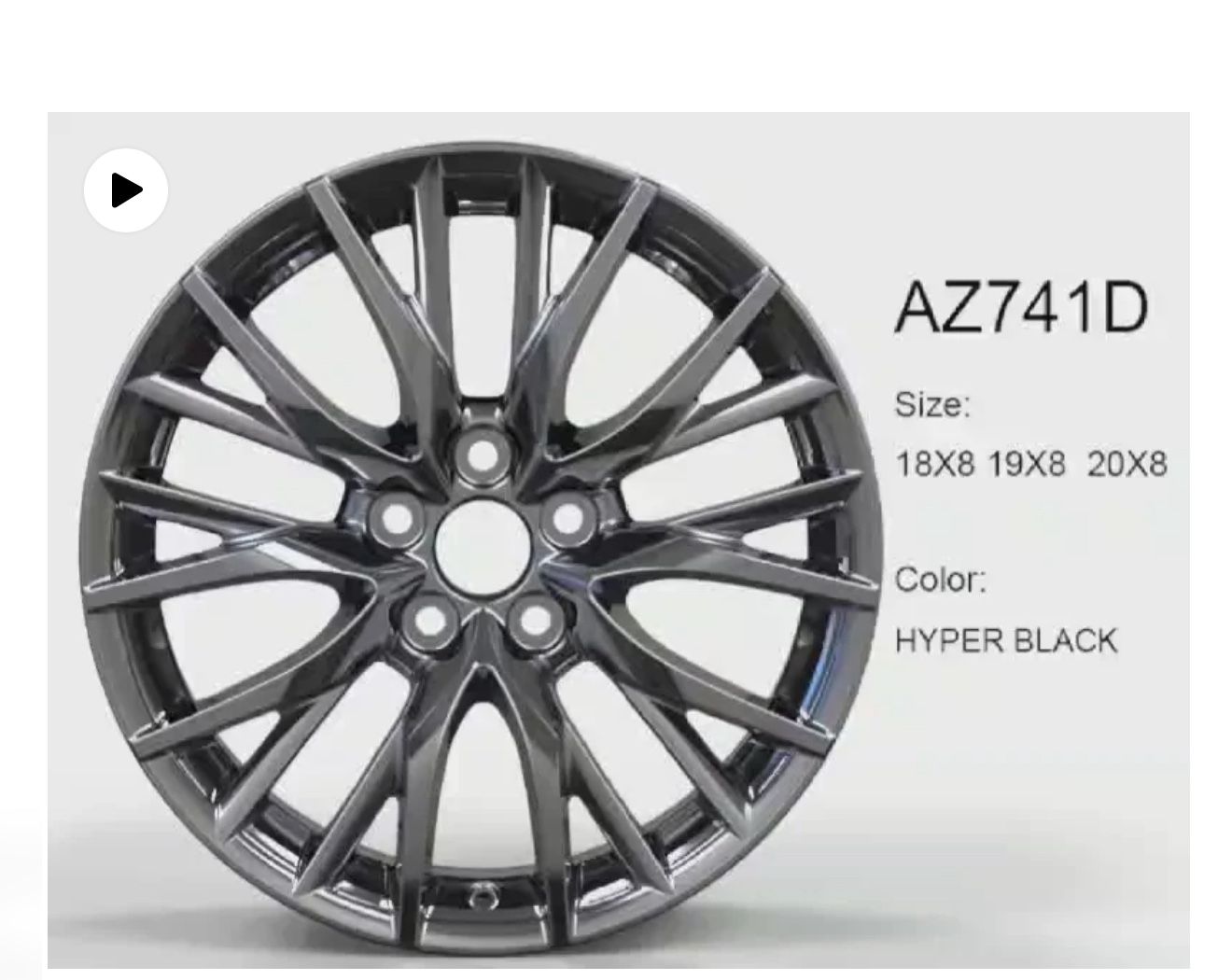 20 x 8.0 5x114.3 Hyper Black 4 pcs For Lexus, Honda, Toyota