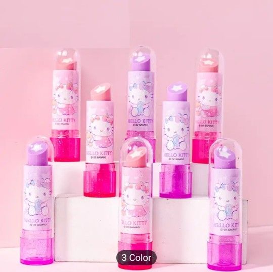 Hello kitty Lipstick shaped eraser with Kitty Cat design for girls. Creative and fun eraser for children.