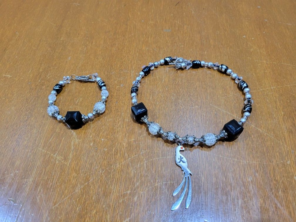 Beaded Charm Bracelet And Necklace