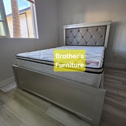 Frame FULL w Box Spring Champagne Finish, New Especial Price