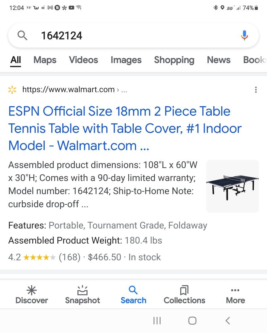 2 Piece Table Tennis 