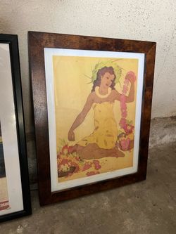 Vintage John Melville Kelly 'Lei Maker, Hawaii' Framed Print - Royal Hawaiian Hotel Art