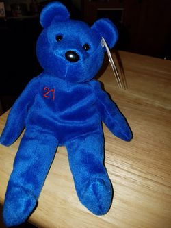 Salvino's Bamm Beano's Roger Clemens #21 Blue Beanie Plush Bear
