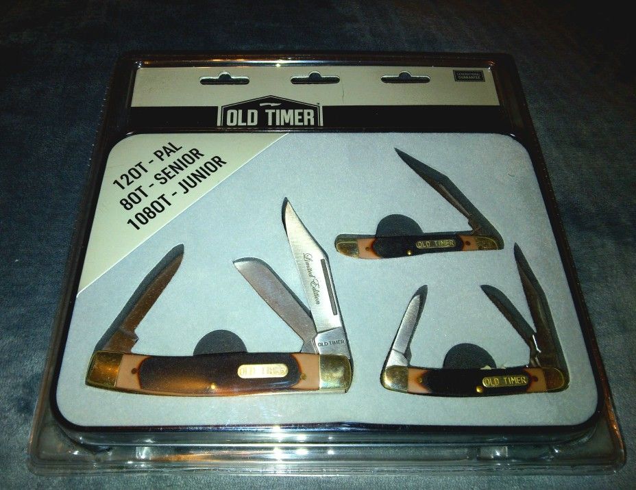 Brand New Old Timer Limited Edition 3pc Knife Set and Display Case