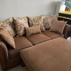 New Living Room Furniture Brown Sofa / Couch with Ottoman Tropical