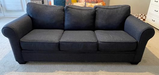 Blue Woven Upholstered Couch