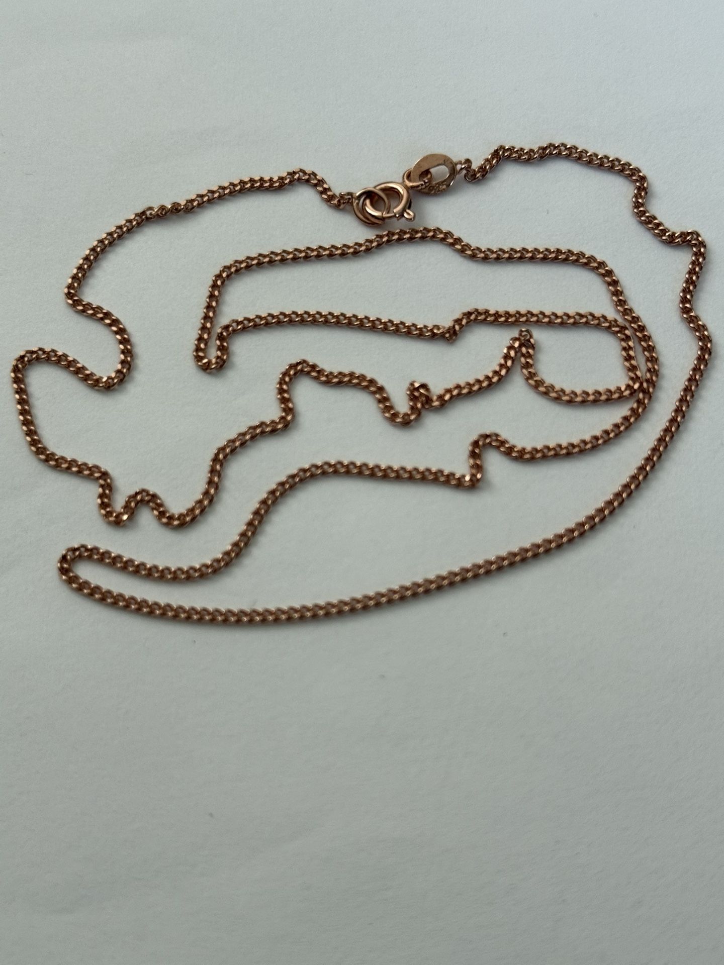 925 Silver necklace 19.5” 1mm cuban chain 14k rose gold plated unisex