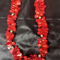 Coral Tear Drop Necklace 