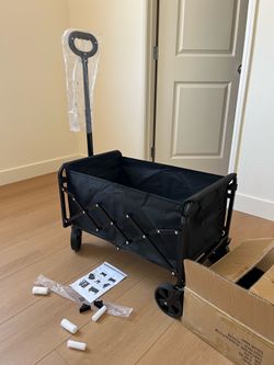 360 Lbs Collapsible Wagon Cart with Wheels Foldable - Folding Utility Heavy Duty Wagons Carts for Grocery Sports Garden Shopping Camping