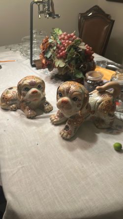 Antique porcelain Japanese dogs
