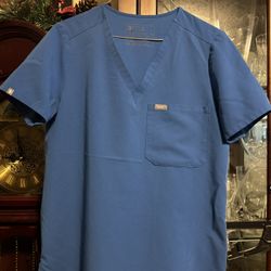 Figs Royal Blue Scrub Top M