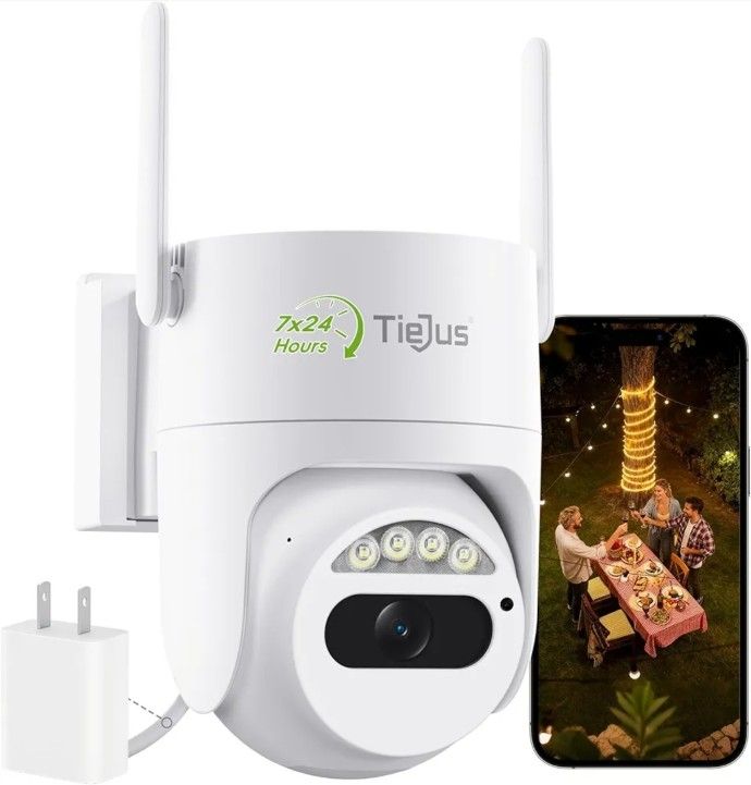 3MP Security Camera Outdoor - 2.4G/5G Wi-Fi, 24/7 Recording Wired Power,