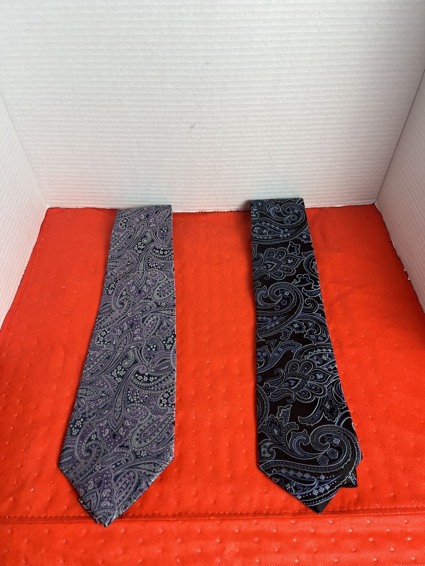 Pierre Cardin Tie Purple&gray Paisley,Cremieux collection Black & Blue Lot Of 2