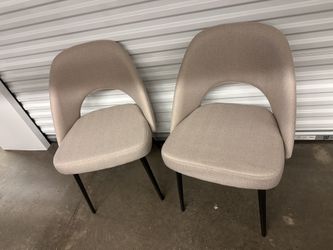 Two Beige Herringbone Dining Chairs - New Just Assembled 