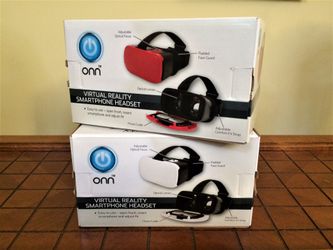 (2) ONN Red/White Virtual Reality VR Smartphone Headset "NEW" for Apple or Android