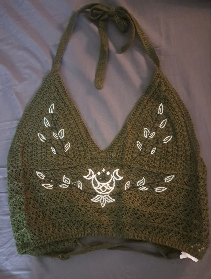 womens bikini style knitted crop top shirt
