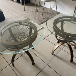 Two Glass Top End Table 