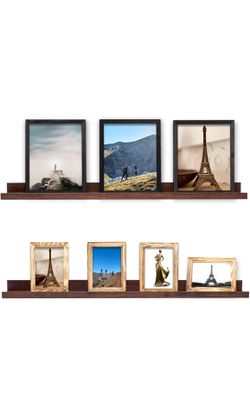 AZSKY 48” inch Long Floating Shelves for Wall, Set of 2, Deep Walnut