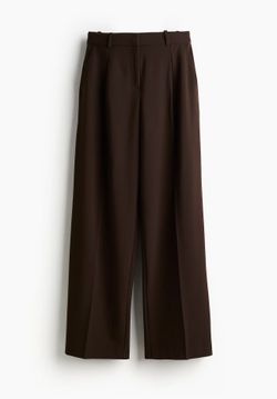 H&M Dress pants in woven fabric. High waist,  with button and hook-and-eye fastener, and pleats at top. Diagonal side pockets, welt back 