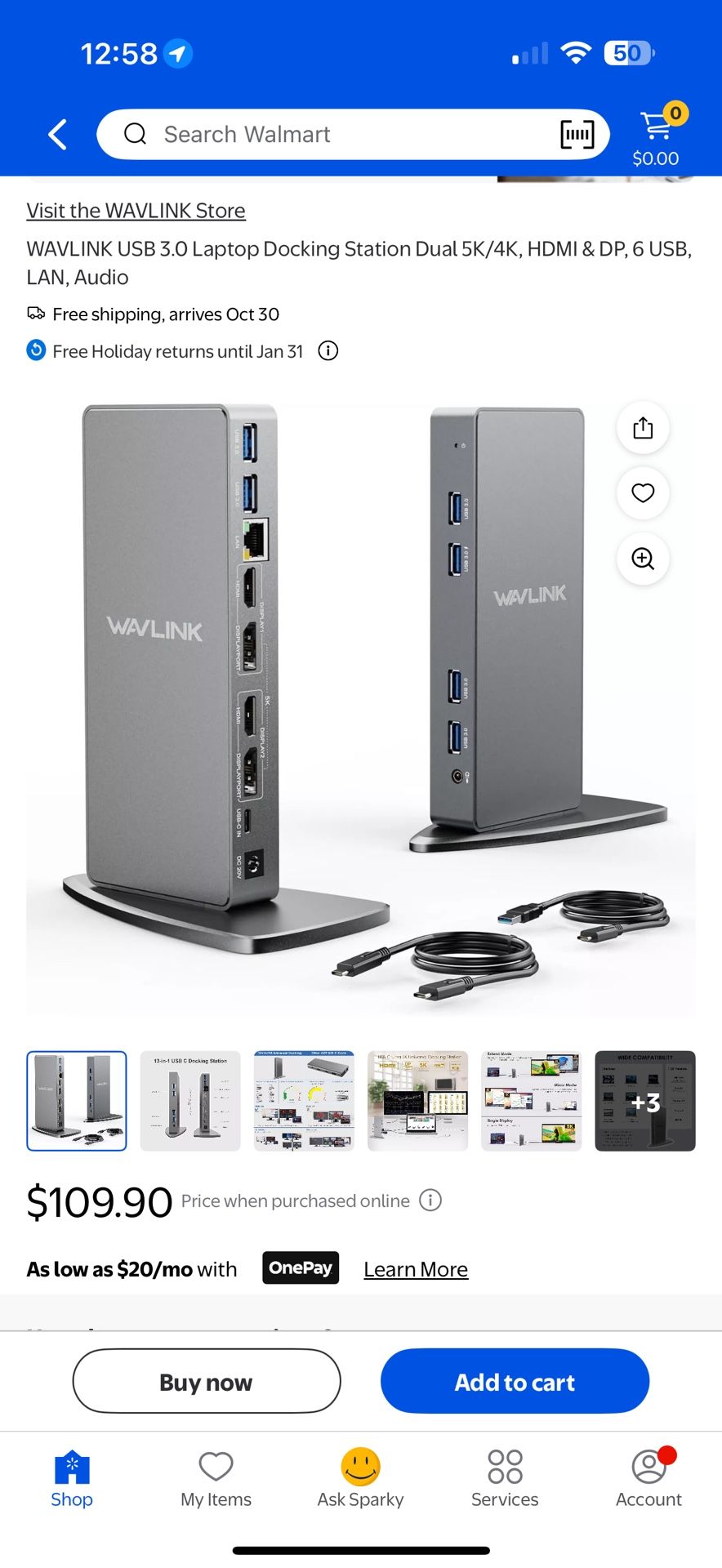WAVLINK USB 3.0 Laptop Docking Station Dual 5K/4K, HDMI & DP, 6 USB, LAN, Audio