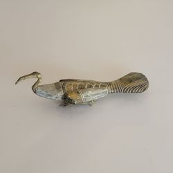 Vintage Egyptian Sacred Ibis Figurine Carved Soapstone Brass Thoth Bird 
Statue.  Pre-owned, very good shape, display item. No damage.
It is 7" long, 