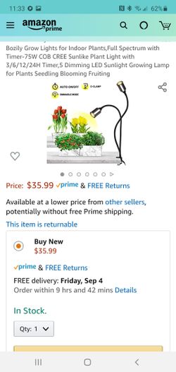 Bozily Grow Lights for Indoor Plants,Full Spectrum with Timer-75W