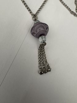 Purple Beaded Necklace with Chain Tassel