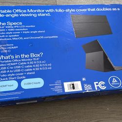 onn 15.6" FHD (1920 x 1080p) LCD Portable Office Monitor, with Cable, Black