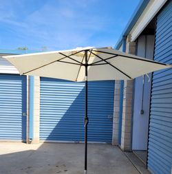 9 Feet Aluminum Table Umbrella With Crank And Push Button New