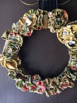 Handmade Fabric Flowers Wreath