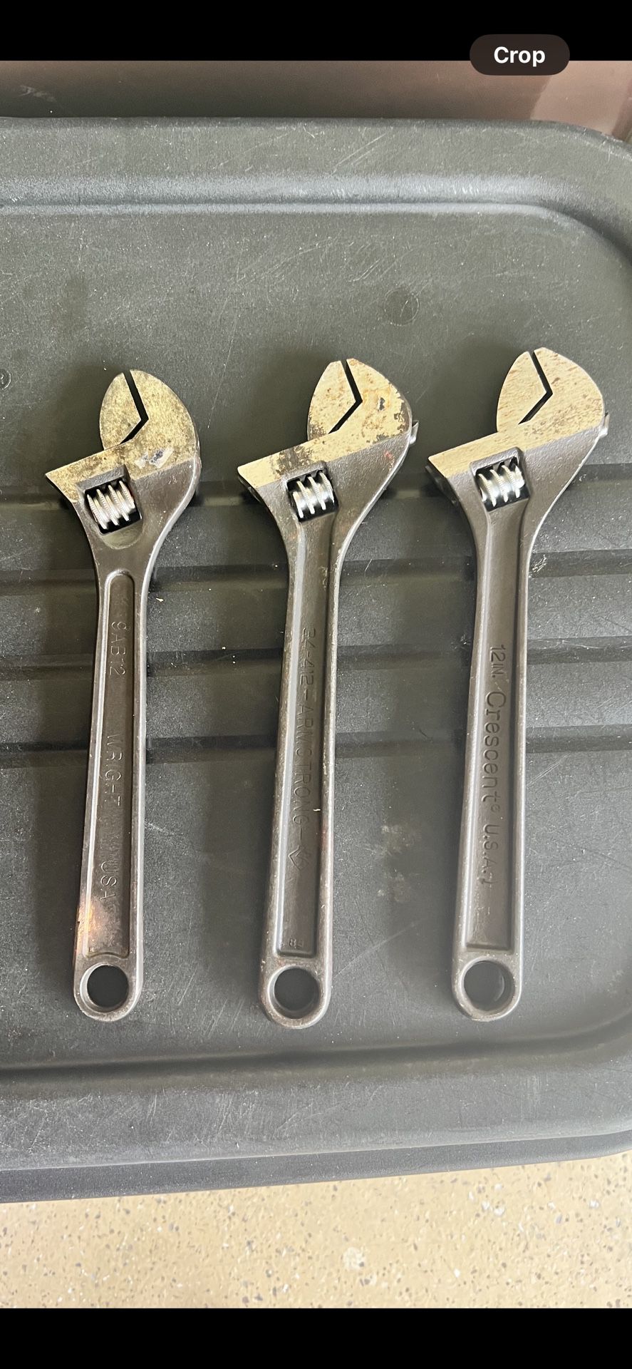 3 Adjustable Wrenches 12" One Is Crescent Brand 