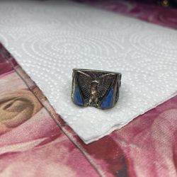 Vintage 925 Turquoise Navajo Eagle Ring 