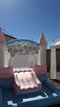 pink and blue bouncer