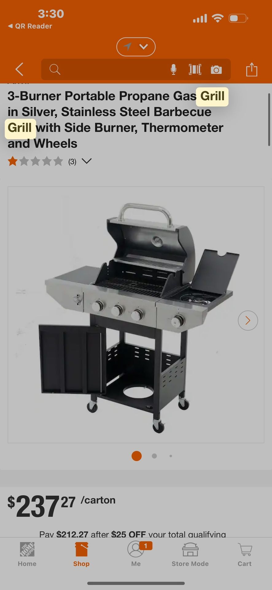 Grill Gas 3 Burner Stainless Steel