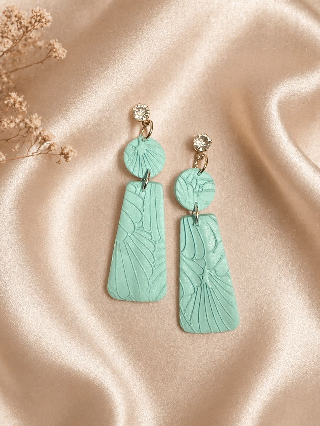 Textured Blue Handmade Polymer Clay Earrings