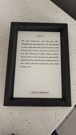 Black and white poetry print framed