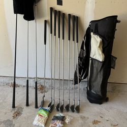 Complete 11pc Foremost Golf Club Set With Accessories 