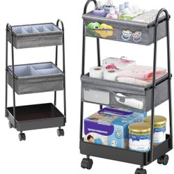 3 Tier Rolling Cart - Baby Diaperص