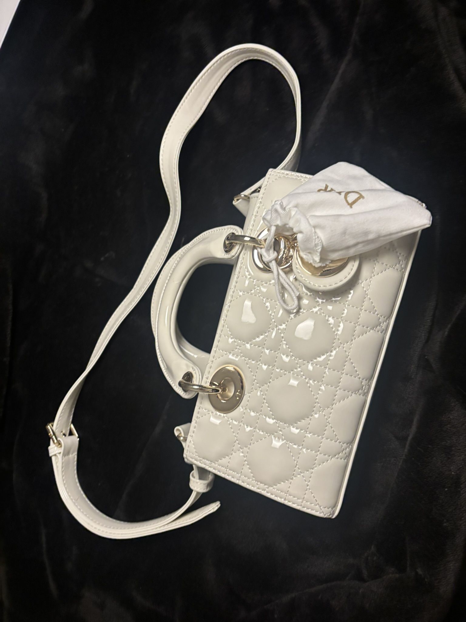Small Lady D-Joy Bag Latte Cannage Lambskin