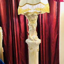 Italian Columns Angels Tall Lamp Set 