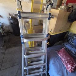 22 ft. Reach Aluminum 5-in-1 Multi-Position Pro Ladder with Built-in Leveling 375 lbs. Load Capacity Type IAA Duty