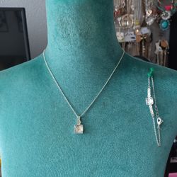 Crystal Pendant Necklace & Bracelet 