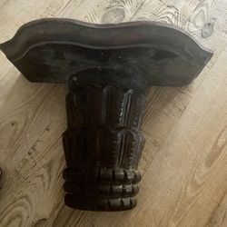 Decorative carved wooden shelves