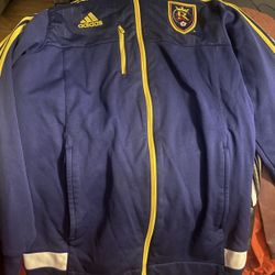 Adidas Real Salt Lake Jacket Mens LARGE Blue MLS Soccer Full Zip LifeVantage