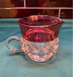 Vintage Indiana glass Kings Crown thumbprint pattern creamer