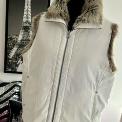 Weatherproof Garment Company Faux Fur White Reversible Vest Women Large size