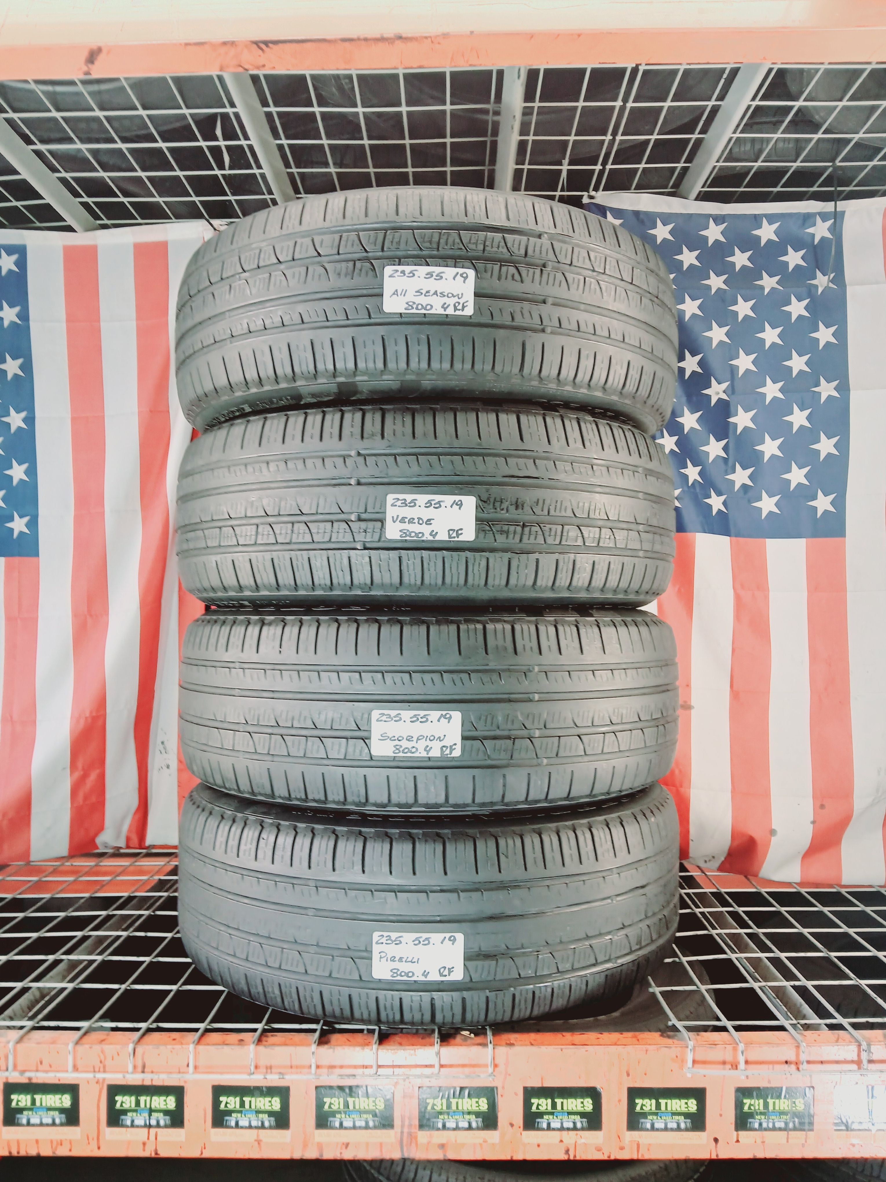 235/55R19 PIRELLI SCORPION VERDE ALL SEASON RUN FLAT P235/55R19 USED TIRES SET 235 55 19