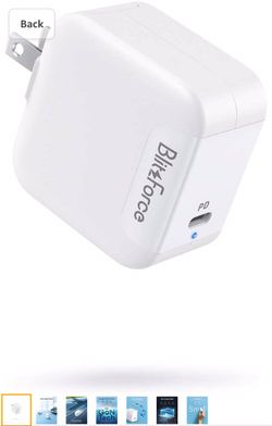 Upgraded] iPhone Charger Macbook Charger 2 in 1, Compact USB C Charger for iPhone 12/12 Mini/12 Pro/12 Pro Max, 65W/20W Dual Charging Model with Fold