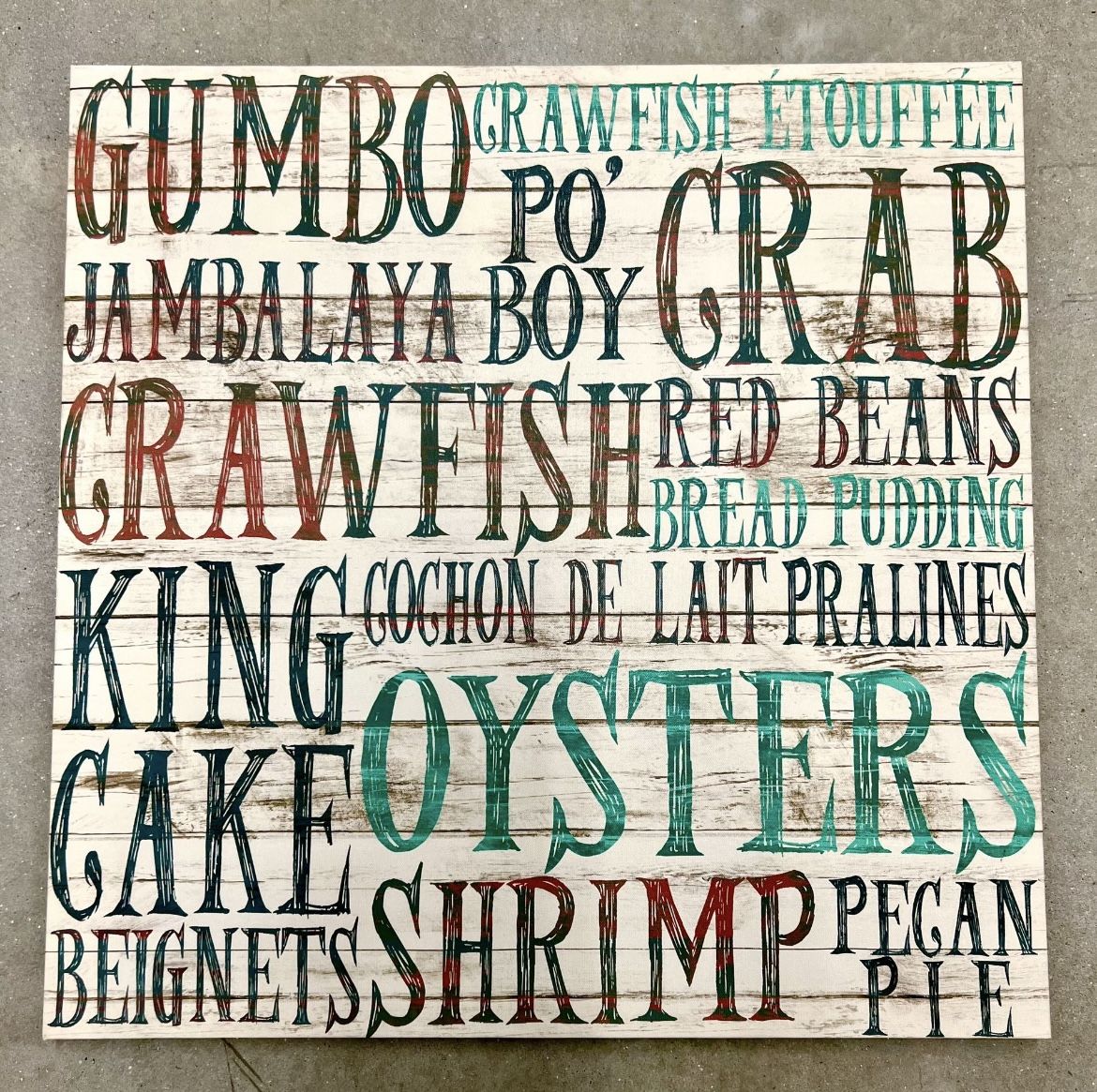 Louisiana cuisine artwork! Canvas, $40